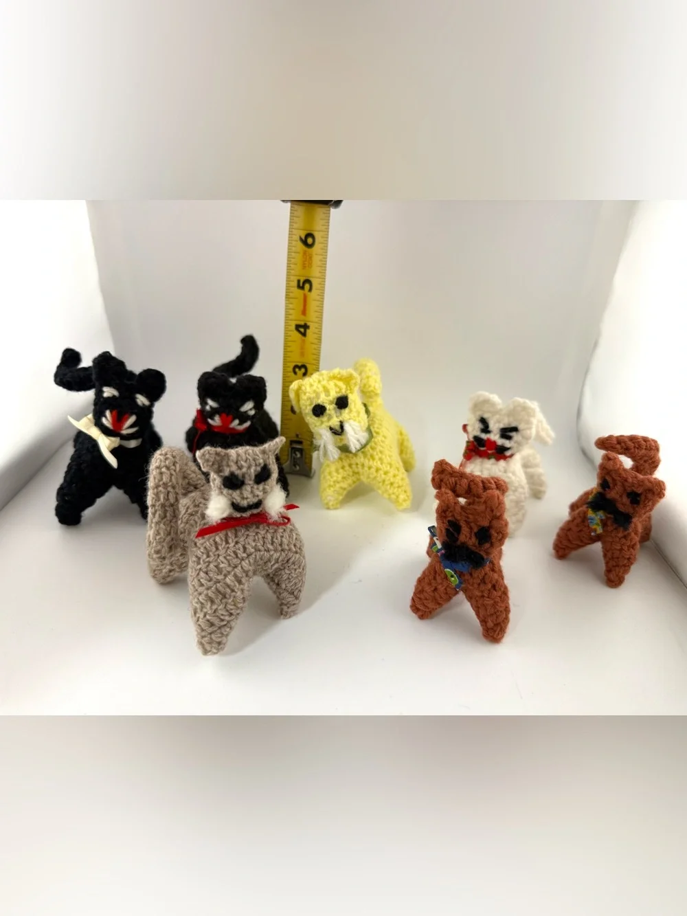 7 Handcrafted vintage-style crochet miniature animals